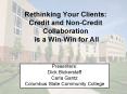 Rethinking Your Clients: Credit and NonCredit Collaboration is a WinWin for All PowerPoint PPT Presentation