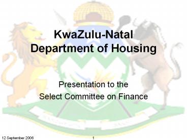 KwaZuluNatal Department of Housing