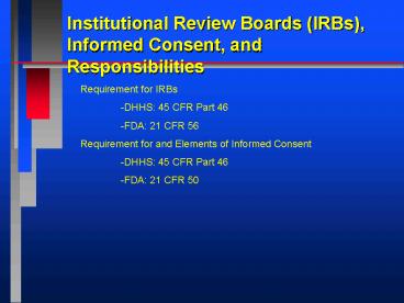 Presentation on IRB History