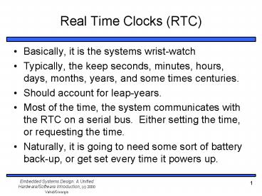 Real Time Clocks RTC