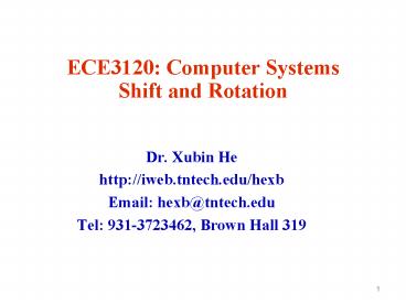 ECE3120: Computer Systems Shift and Rotation