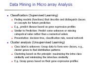 Data Mining in Micro array Analysis