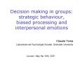 Decision making in groups: strategic behaviour, biased processing and interpersonal emotions PowerPoint PPT Presentation