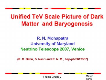 Unified TeV Scale Picture of Dark Matter and Baryogenesis