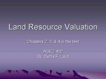 Land Resource Valuation