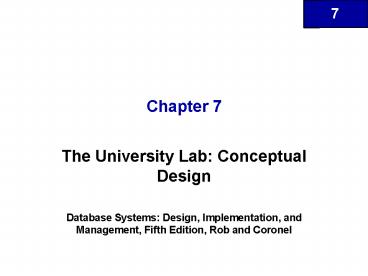 The University Lab: Conceptual Design