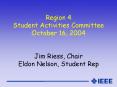Region 4 Student Activities Committee October 16, 2004  Jim Riess, Chair Eldon Nelson, Student Rep PowerPoint PPT Presentation