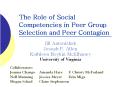The Role of Social Competencies in Peer Group Selection and Peer Contagion PowerPoint PPT Presentation