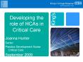 Developing the role of HCAs in Critical Care PowerPoint PPT Presentation