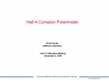 Hall A Compton Polarimeter