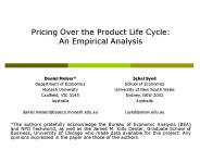 Pricing Over the Product Life Cycle: