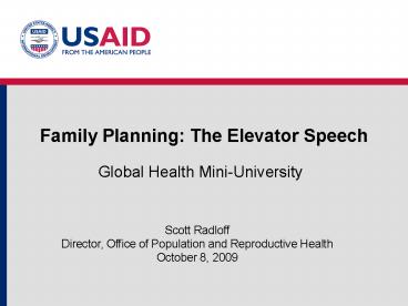 Family Planning: The Elevator Speech