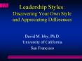 Leadership Styles: Discovering Your Own Style and Appreciating Differences PowerPoint PPT Presentation