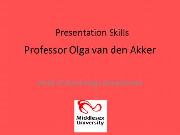 Professor Olga van den Akker