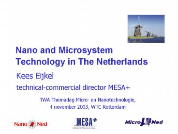 Nano and Microsystem Technology in The Netherlands