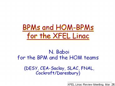 BPMs and HOM-BPMs for the XFEL Linac