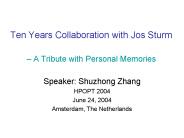 Ten Years Collaboration with Jos Sturm  