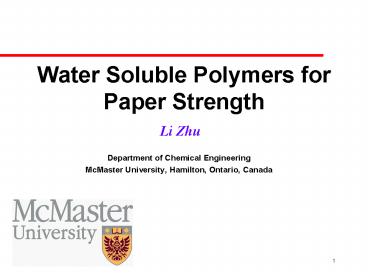 Water Soluble Polymers for Paper Strength