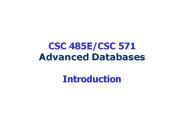 CSC 485E/CSC 571 Advanced Databases  Introduction