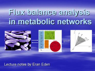 Flux balance analysis in metabolic networks