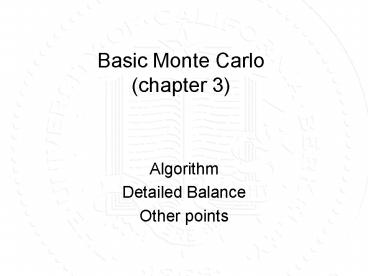 Basic Monte Carlo (chapter 3)