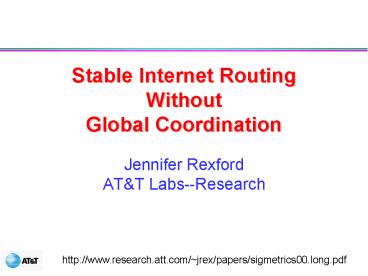 Stable Internet Routing Without Global Coordination