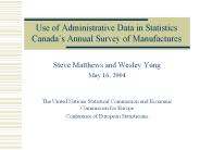 Use of Administrative Data in Statistics Canada
