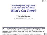 Publishing Web Magazines, e-Journals and WebZines: What