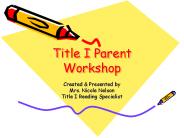 Title I Parent Workshop