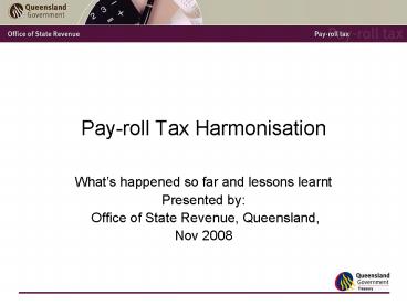 Payroll Tax Harmonisation