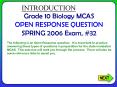 Grade 10 Biology MCAS OPEN RESPONSE QUESTION SPRING 2006 Exam, PowerPoint PPT Presentation