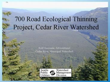 700 Road Ecological Thinning Project, Cedar River Watershed