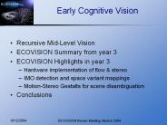 Early Cognitive Vision