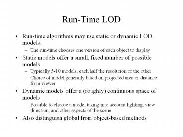 Run-Time LOD