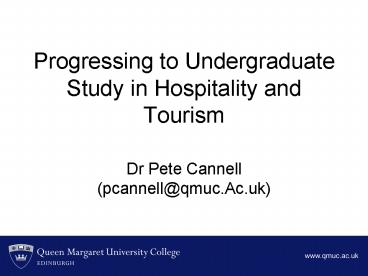 Progressing to Undergraduate Study in Hospitality and Tourism