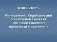 WORKSHOP 5 Management, Regulatory and Coordination Issues of The Three Education Agencies of Governm PowerPoint PPT Presentation