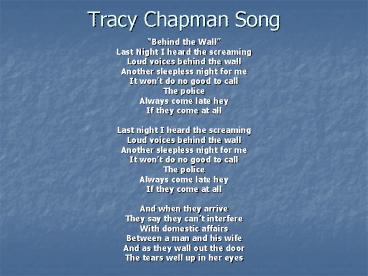 Tracy Chapman Song