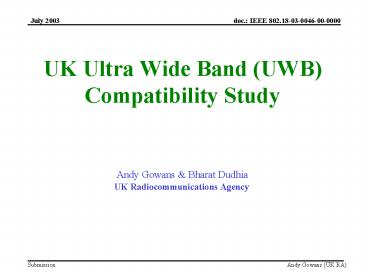 UK Ultra Wide Band (UWB)                                                                 Compatibility Study