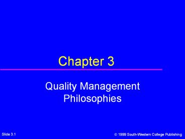 Quality Management Philosophies