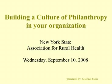 Building a Culture of Philanthropy in your organization