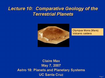 Lecture 10: Comparative Geology of the Terrestrial Planets presentation ...