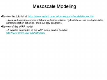 Mesoscale Modeling