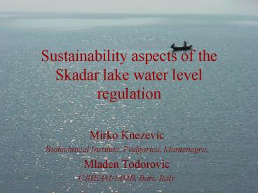 Sustainability aspects of the Skadar lake water level regulation