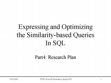Expressing and Optimizing the Similaritybased Queries In SQL