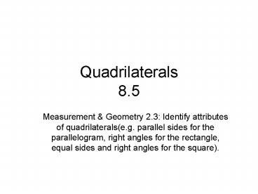 Quadrilaterals 8'5