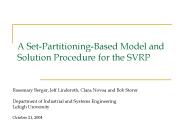 A Set-Partitioning-Based Model and Solution Procedure for the SVRP