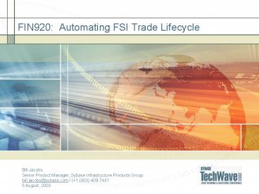 FIN920: Automating FSI Trade Lifecycle