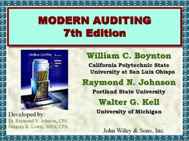 MODERN AUDITING 7th Edition