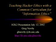 Teaching Hacker Ethics with a Common Curriculum for 