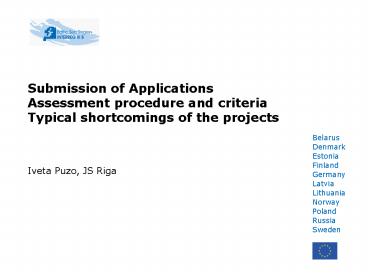 Submission of Applications